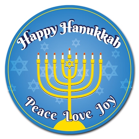 Corrugated Plastic Sign With Stakes 24in Circular-Happy Hanukkah